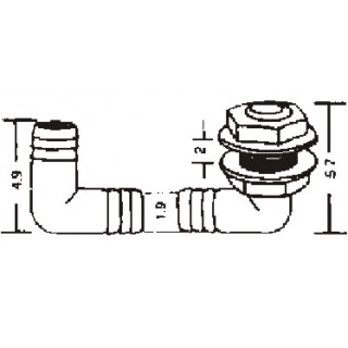 NUOVA RADE THRU HULL 90o Φ20mm