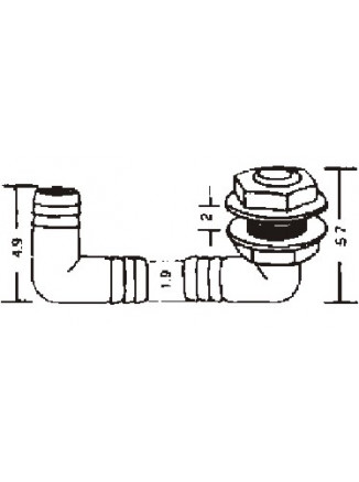 NUOVA RADE THRU HULL 90o Φ20mm